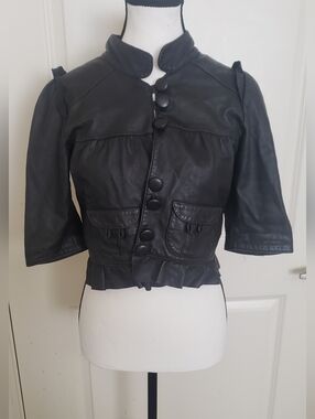 Madison Marcus Cropped Genuine Leather Jacket